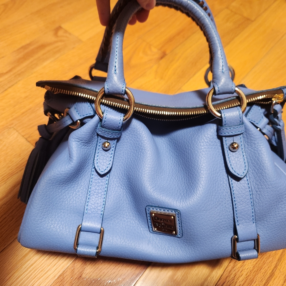 Dooney & Bourke Sky Blue Satchel with Gold Accents